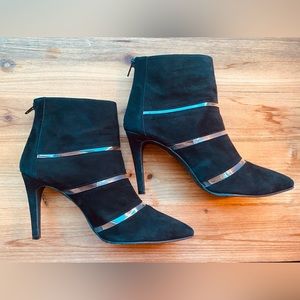 Brenda Zaro Elegant Black Ankle Boots with Clear Transparent Accents Size 41